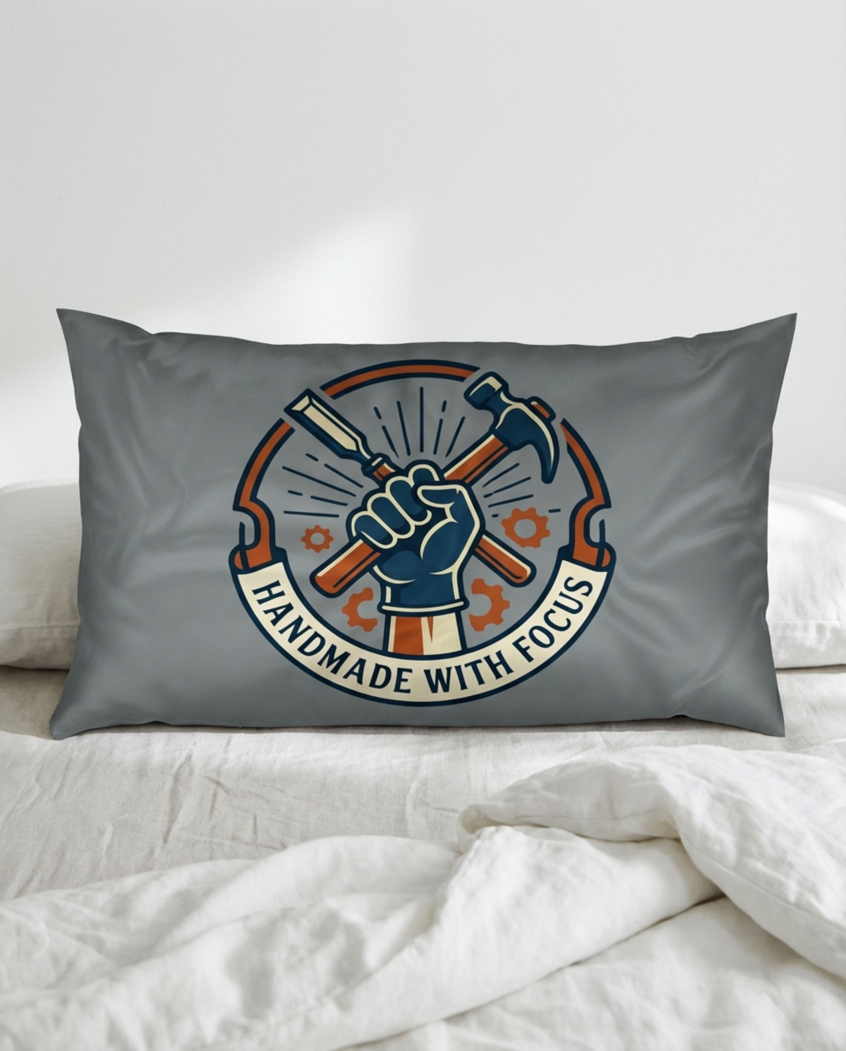 Handmade with Focus Crochet Pillow Sham Gray - ADHD Relief & Comfort