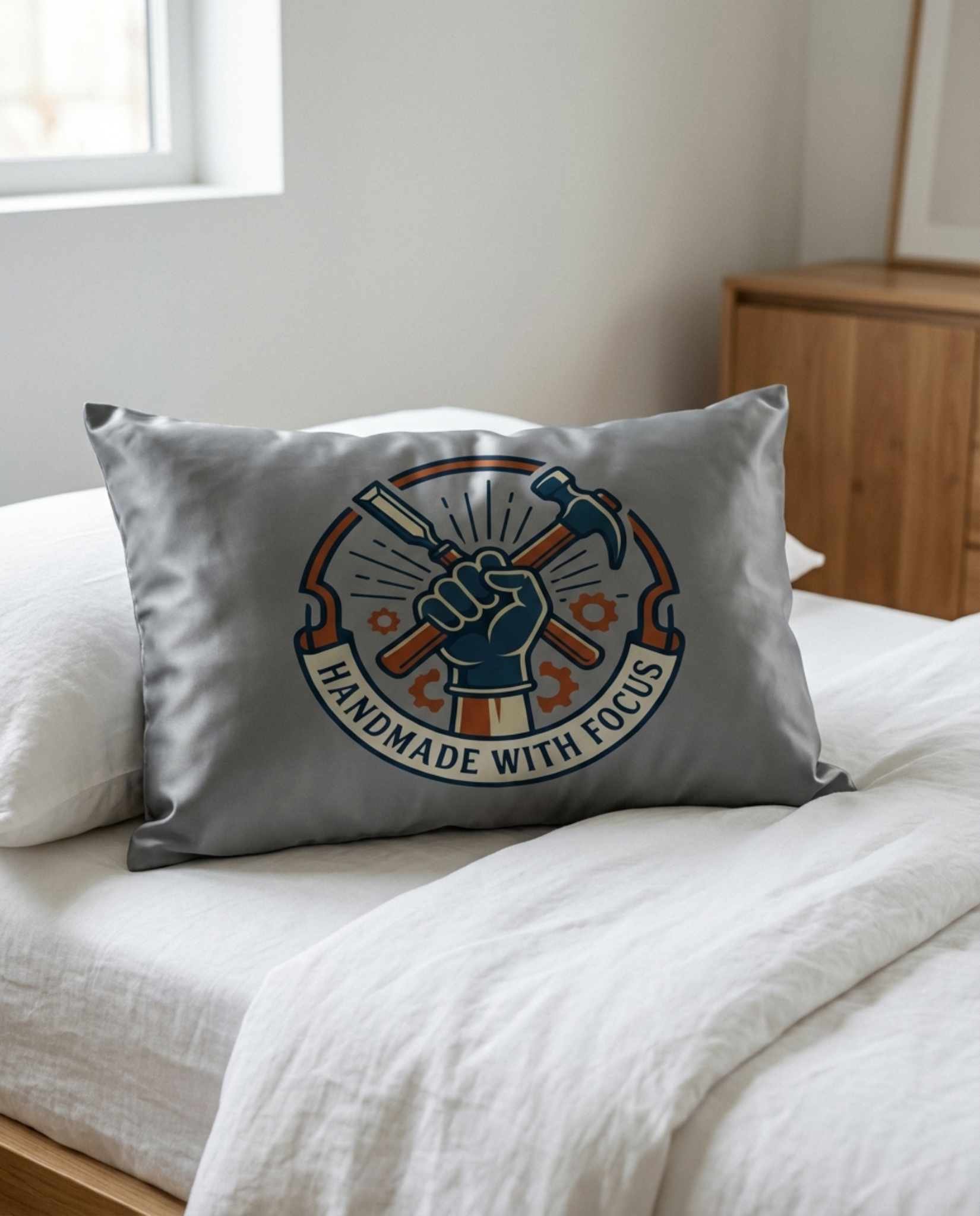 Handmade with Focus Crochet Pillow Sham Gray - ADHD Relief & Comfort