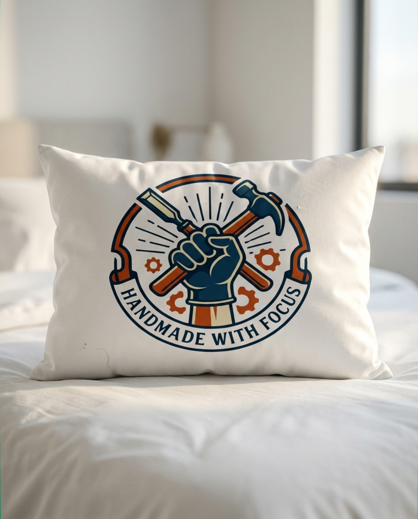 Handmade with Focus Crochet Pillow Sham White - ADHD Relief & Comfort